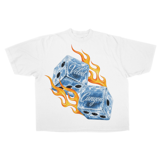 FIRE AND ICE DICE WHITE TEE